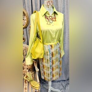 Stylish Green Lime Blouse And Skirt